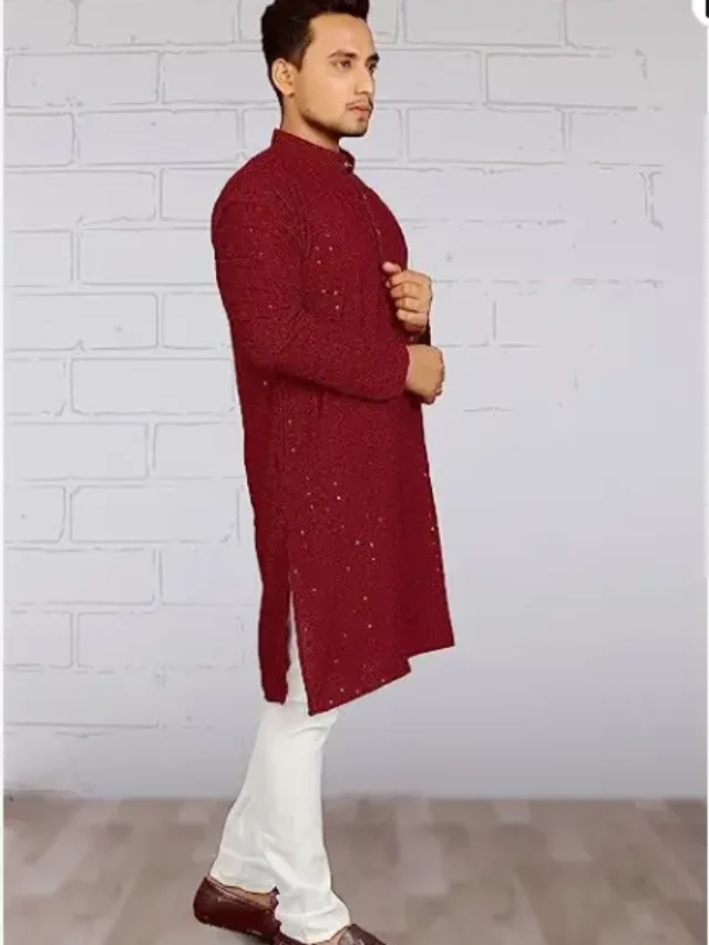 chickankari kurta for men